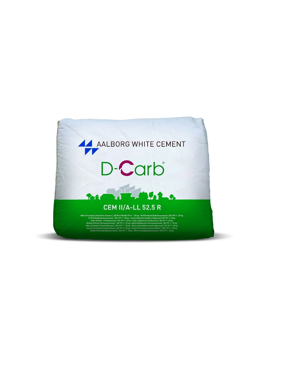 Aalborg White D-Carb 52.5R baltasis cementas 25kg maišas architektūriniam betonui su sumažintu anglies dioksido pėdsaku