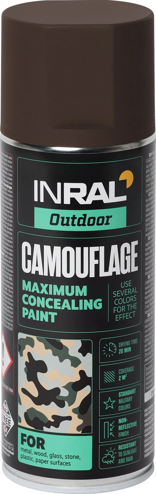 DAŽAI AEROZOLINIAI INRAL CAMOUFLAGE 400ML TAMSIAI RUDOS SPALVOS RAL8027