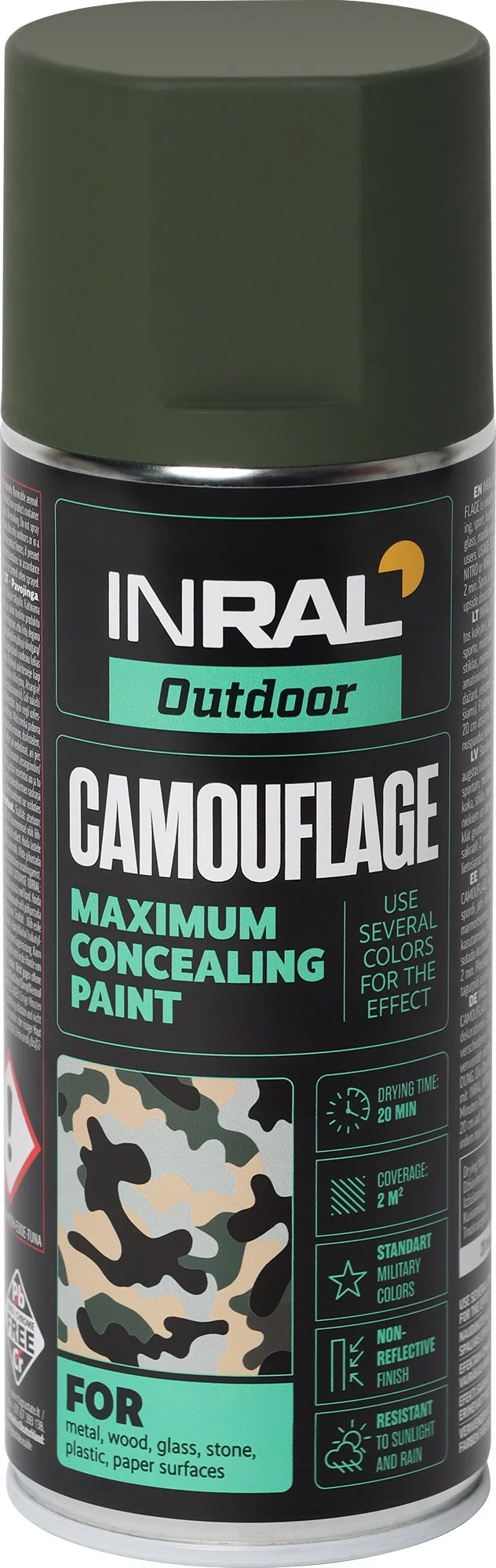DAŽAI AEROZOLINIAI INRAL CAMOUFLAGE 400ML CHAKI SPALVOS RAL6031