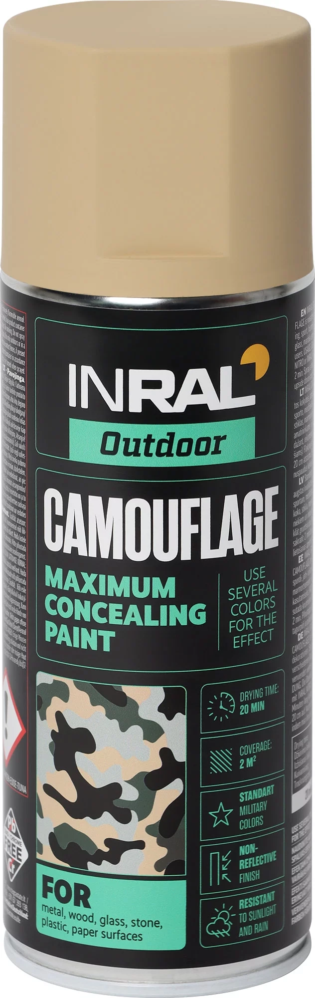 DAŽAI AEROZOLINIAI INRAL CAMOUFLAGE 400ML SMĖLIO SPALVOS RAL1001
