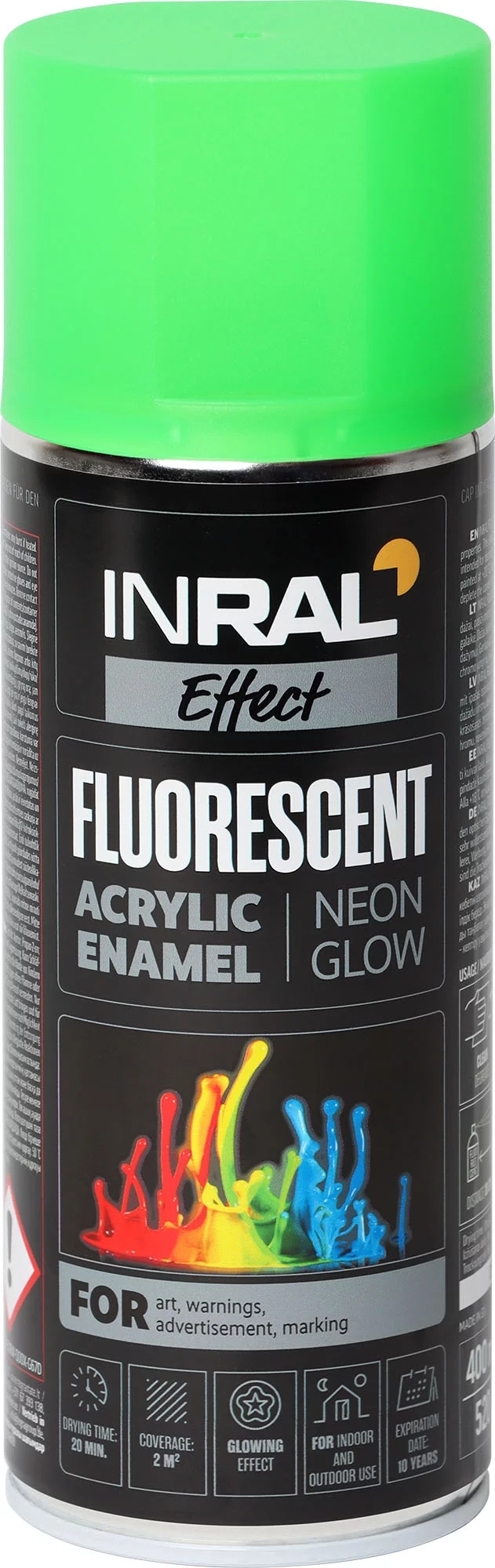 DAŽAI AEROZOLINIAI INRAL FLUORESCENT 400ML RYŠKIAI ŽALIOS SPALVOS