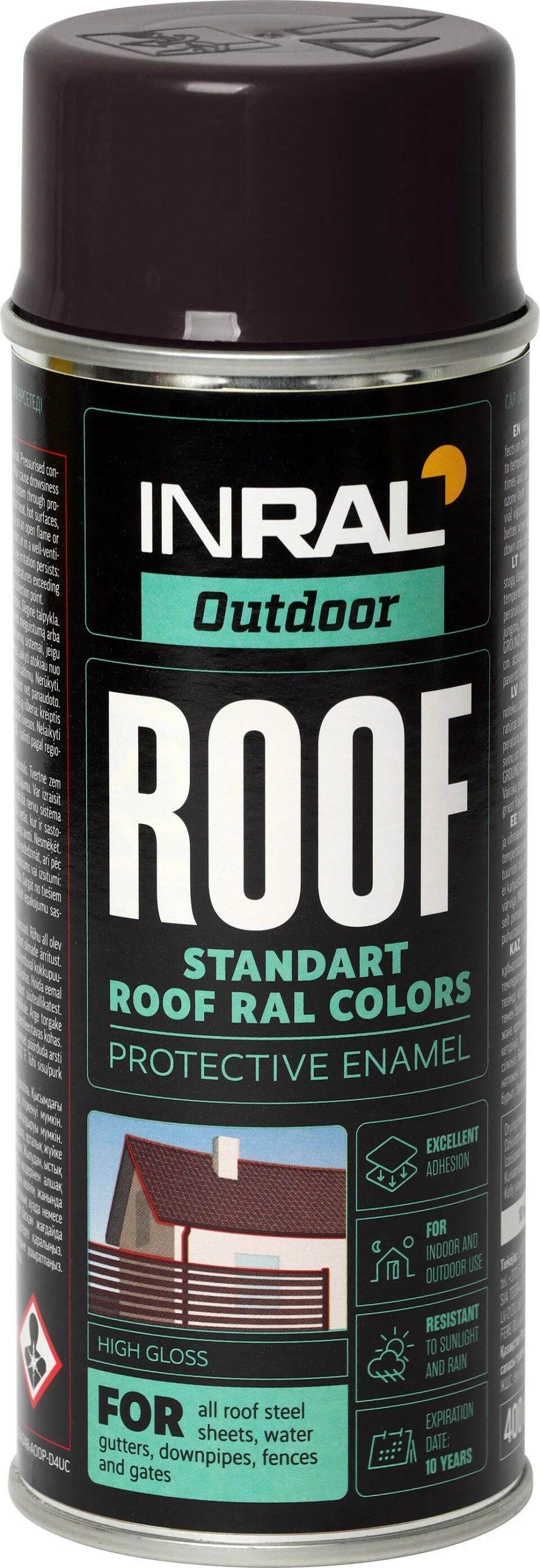 DAŽAI AEROZOLINIAI INRAL ROOF 400ML PILKAI RUDOS SPALVOS RAL8019