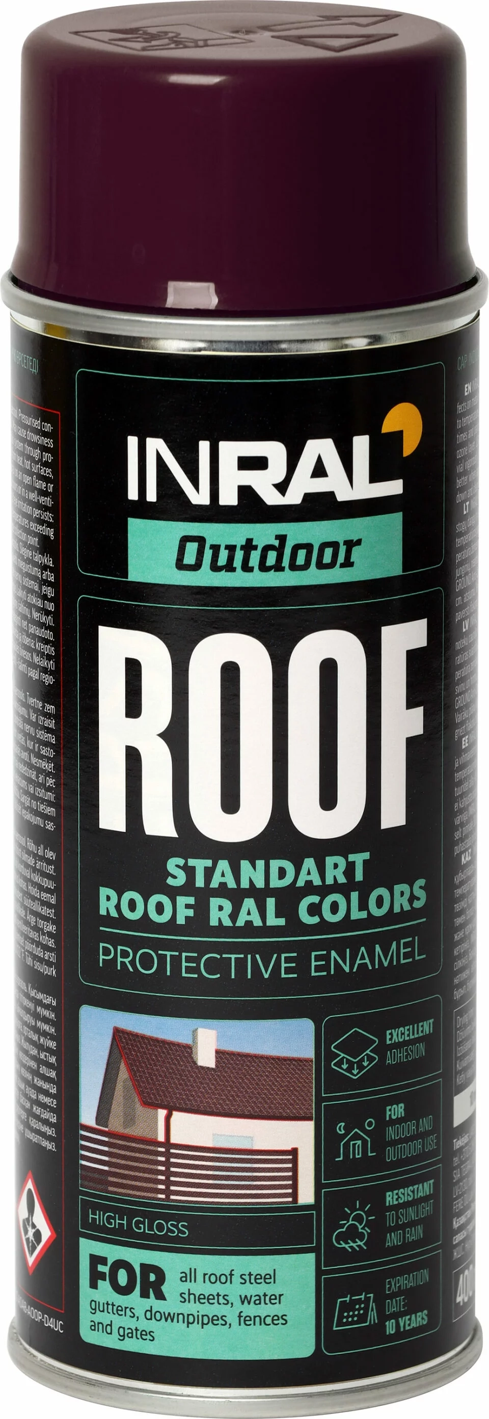 DAŽAI AEROZOLINIAI INRAL ROOF 400ML ŠOKOLADO SPALVOS RAL8017