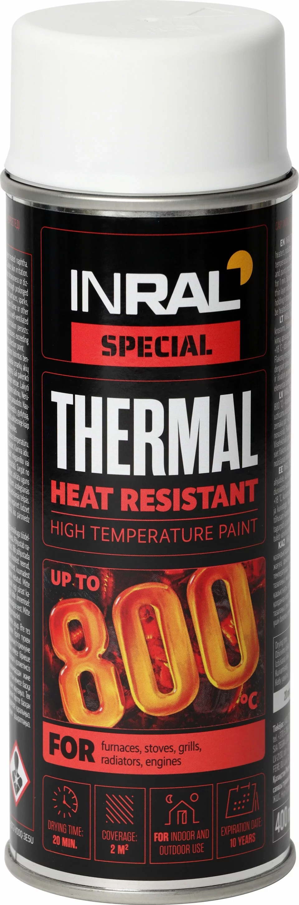 DAŽAI KARŠČIUI ATSPARŪS AEROZOLINIAI INRAL THERMAL 400ML BALTOS SPALVOS RAL9003