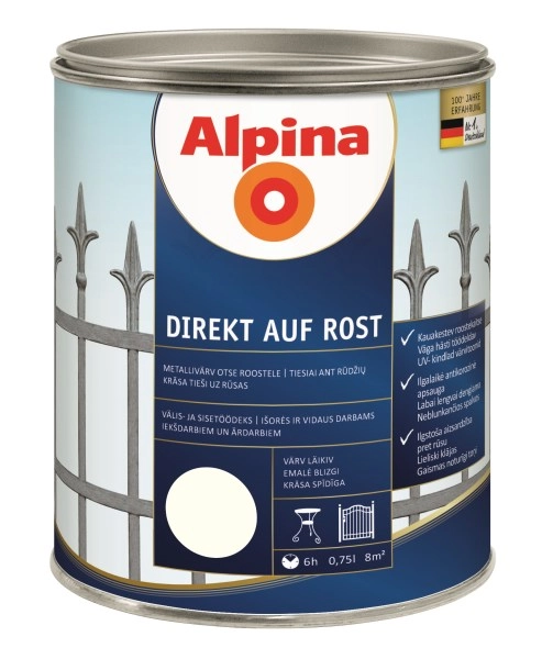 DAŽAI METALO ANTIKOROZINIAI ALPINA DIREKT AUF ROST 0.75L DRAMBLIO KAULO SPALVOS RAL1015