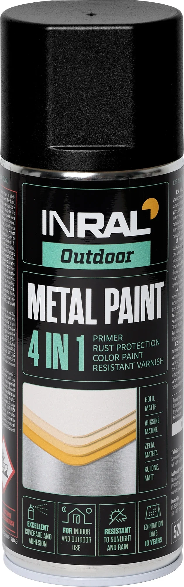 DAŽAI METALUI AEROZOLINIAI INRAL METAL PAINT 400ML JUODOS SPALVOS