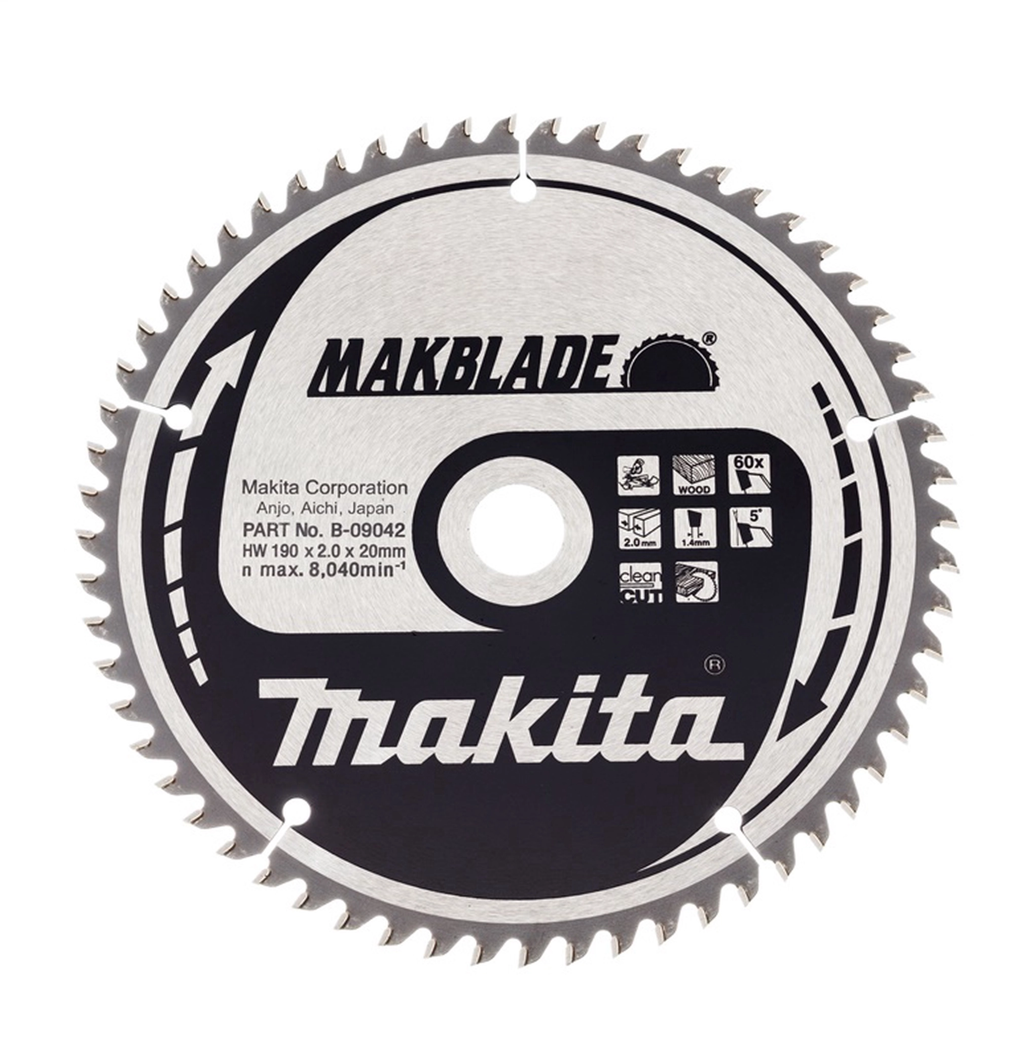 DISKAS PJOV. MEDIENAI MAKITA MAKBLADE B-09042 190X20MM.