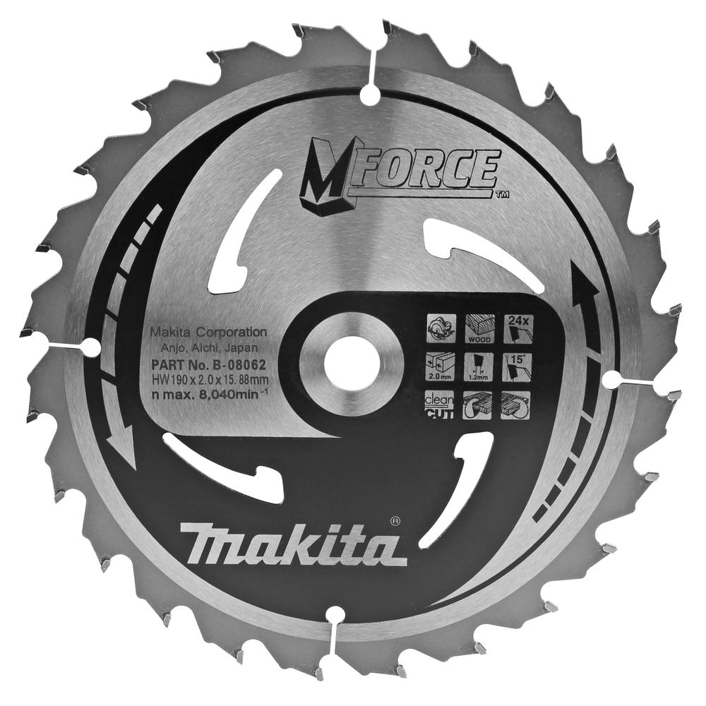 DISKAS PJOVIMO MEDIENAI MAKITA M-FORCE B-08062 190X15.88MM.