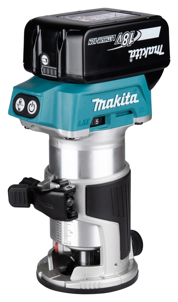 Akumuliatorinė freza Makita 18V su švelnaus starto sistema