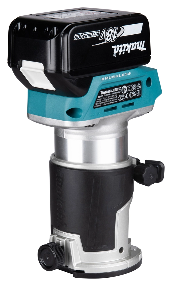 Makita freza DRT50Z su reguliuojamu greičiu ir LED apšvietimu