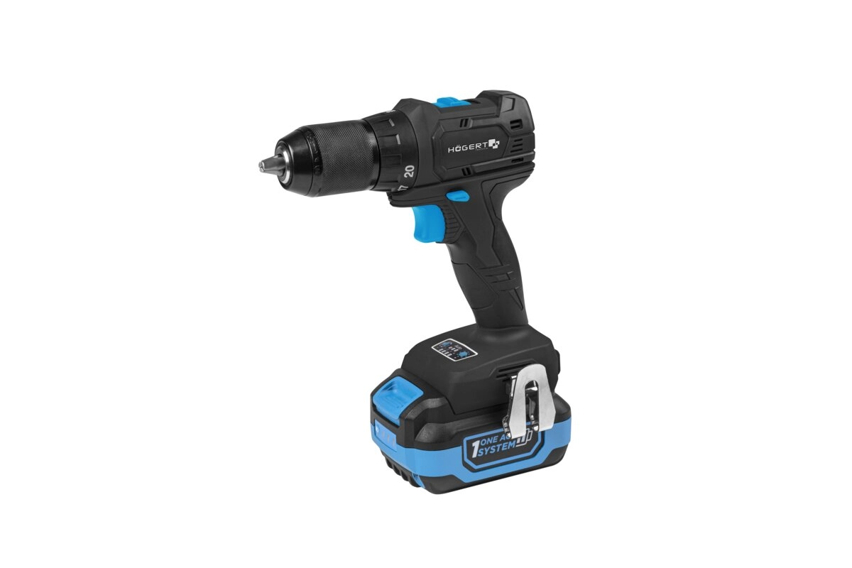 GRĘŽTUVAS AKUMULIATORINIS HOGERT TECHNIK 40NM 18V + 2 BATERIJOS 2AH + KROVIKLIS