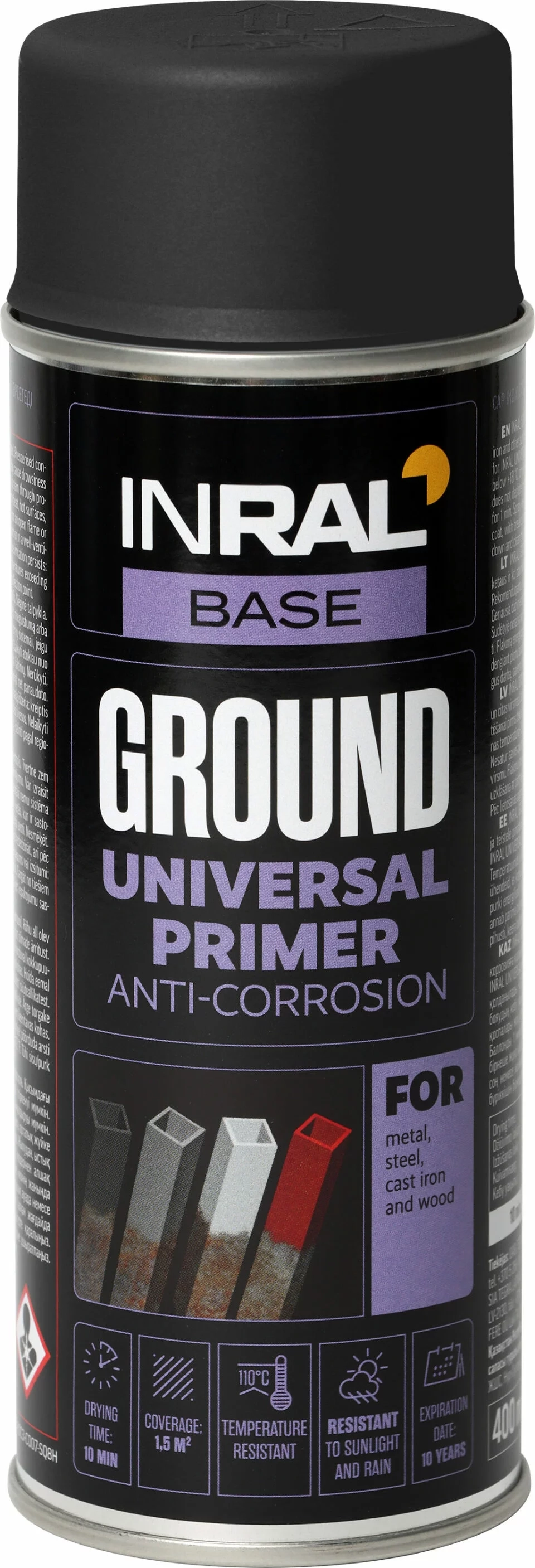 GRUNTAS ANTIKOROZINIS AEROZOLINIS INRAL GROUND 400ML JUODOS SPALVOS