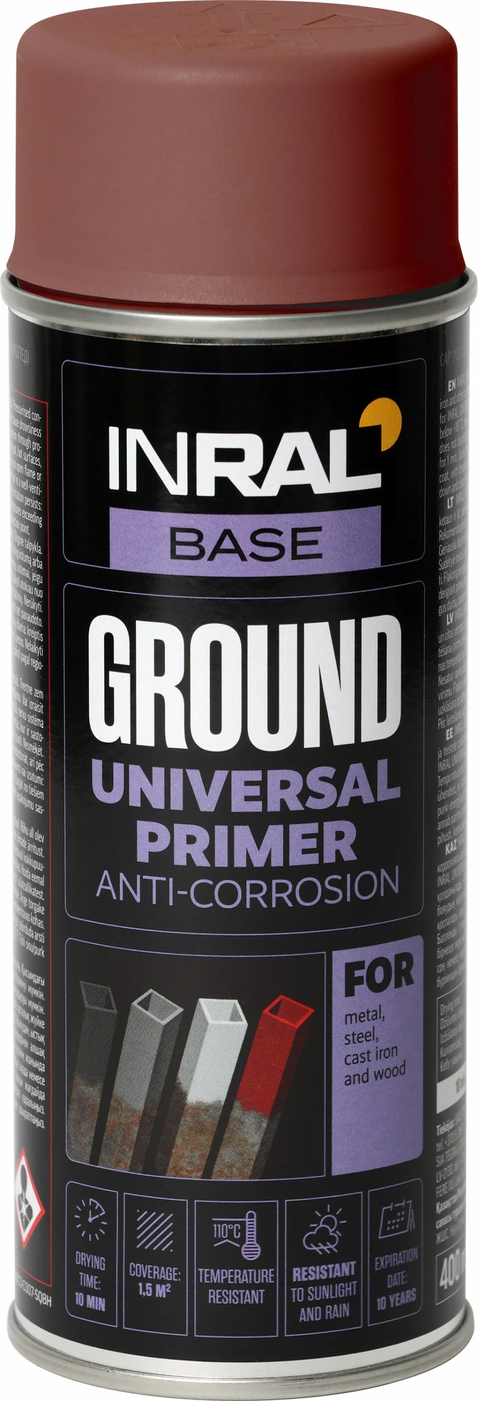 GRUNTAS ANTIKOROZINIS AEROZOLINIS INRAL GROUND 400ML RAUDONOS SPALVOS