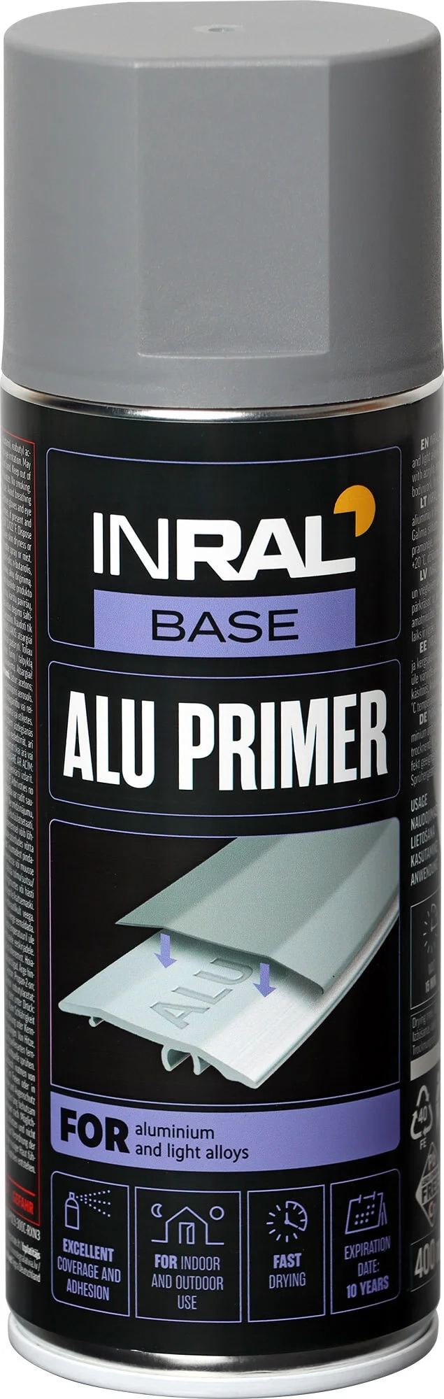 GRUNTAS METALUI APSAUGINIS AEROZOLINIS INRAL ALU PRIMER 400ML PILKOS SPALVOS