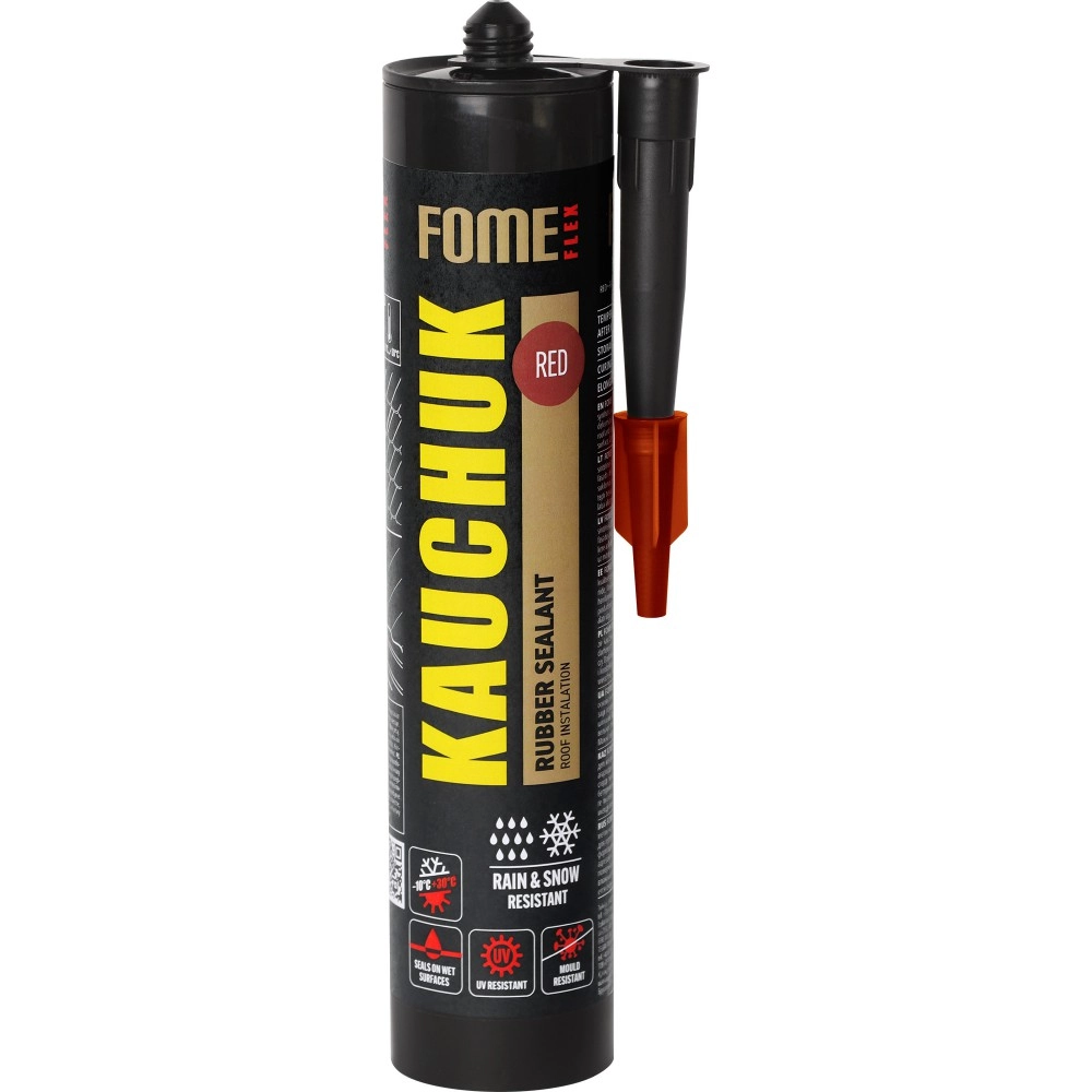 FOME FLEX KAUCHUK raudonas hermetikas 300ml stogų sandarinimui ir remontui