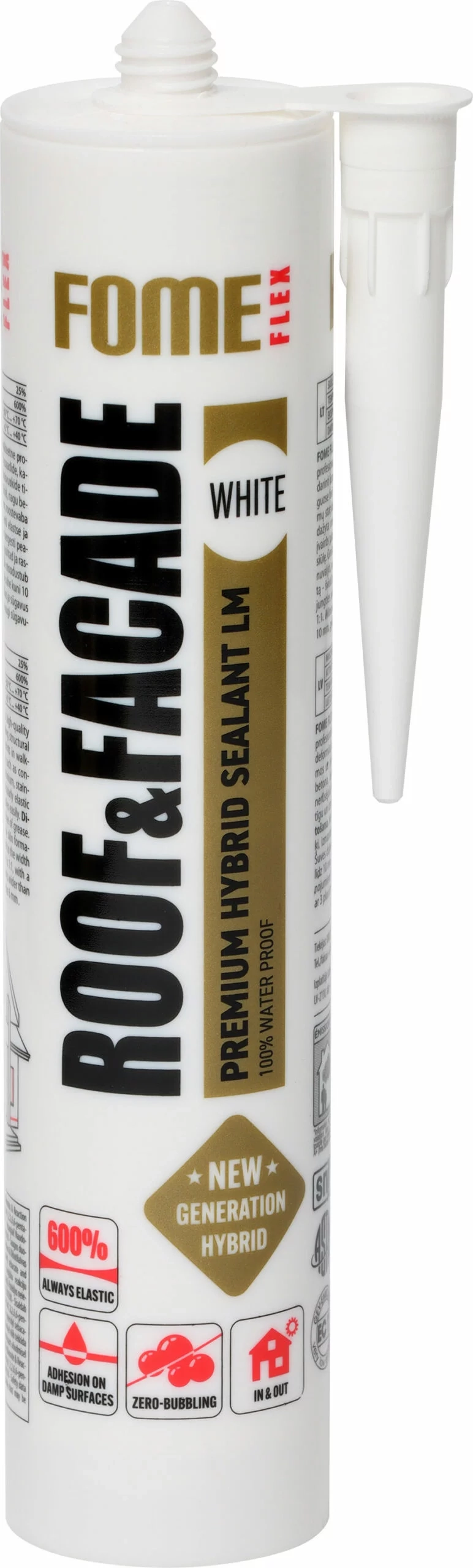 FOME FLEX baltas hibridinis hermetikas stogų ir fasadų sandarinimui 300ml