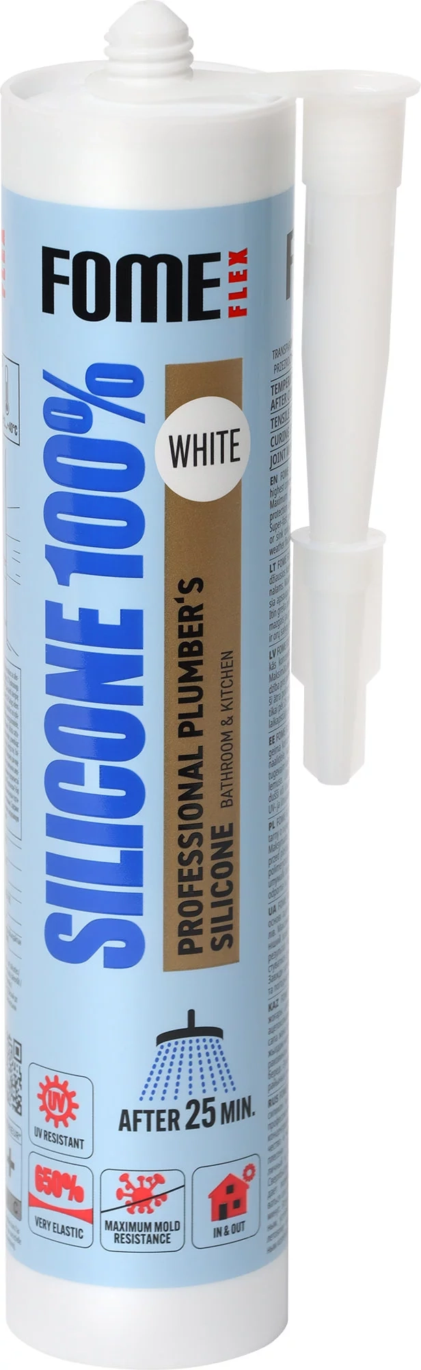FOME FLEX baltas silikoninis hermetikas 310ml sanitariniams sandarinimo darbams