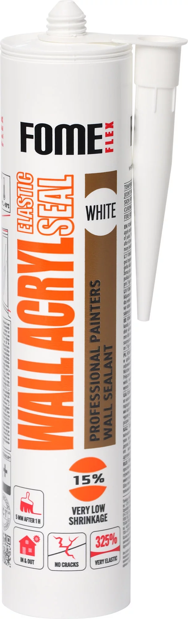 FOME FLEX WALL ACRYL elastingas baltas akrilinis hermetikas 310ml tūbelė statybinių sandūrų sandarinimui