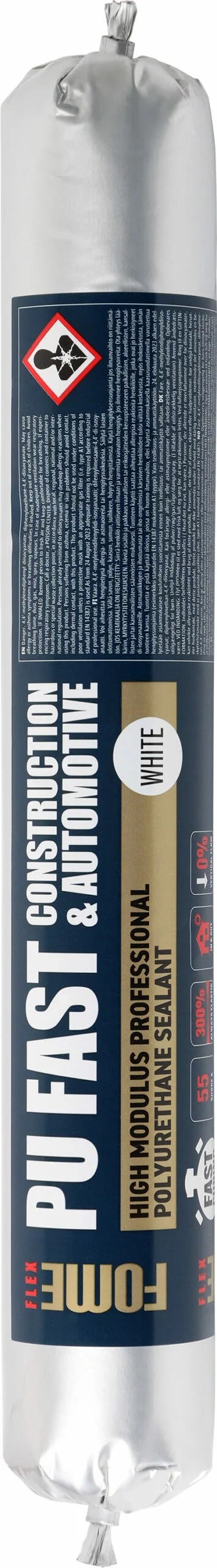 HERMETIKAS POLIURETANINIS FOME FLEX PU FAST HM CONSTRUCTION & AUTOMOTIVE 600ML BALTOS SPALVOS