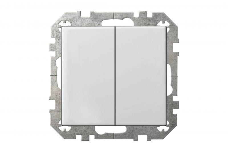 LIREGUS EPSILON baltas dviejų klavišų jungiklis su LED pašvietimu
