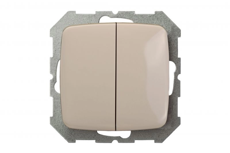 Smėlio spalvos dvigubas elektros jungiklis Liregus Alfa serijos