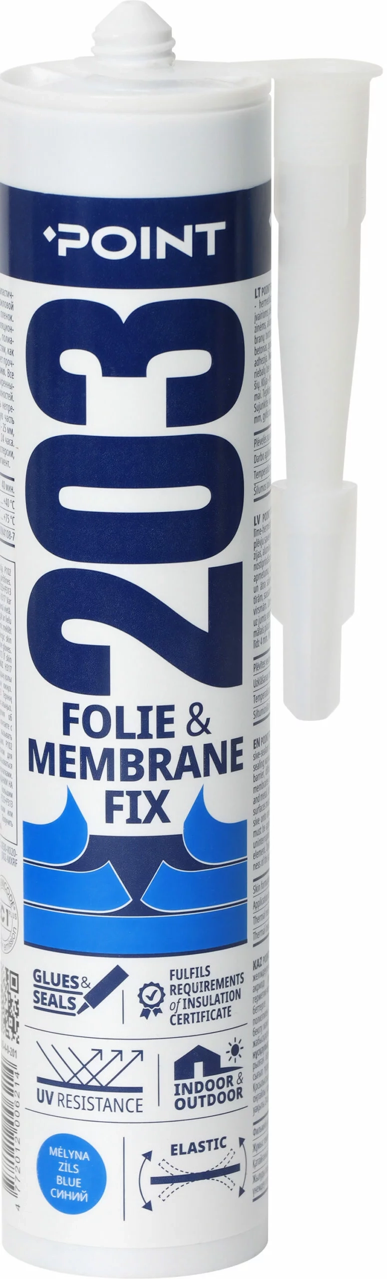 POINT 203 mėlyni klijai hermetikas plėvelėms membranoms 300ml tūbelė statybiniai darbai