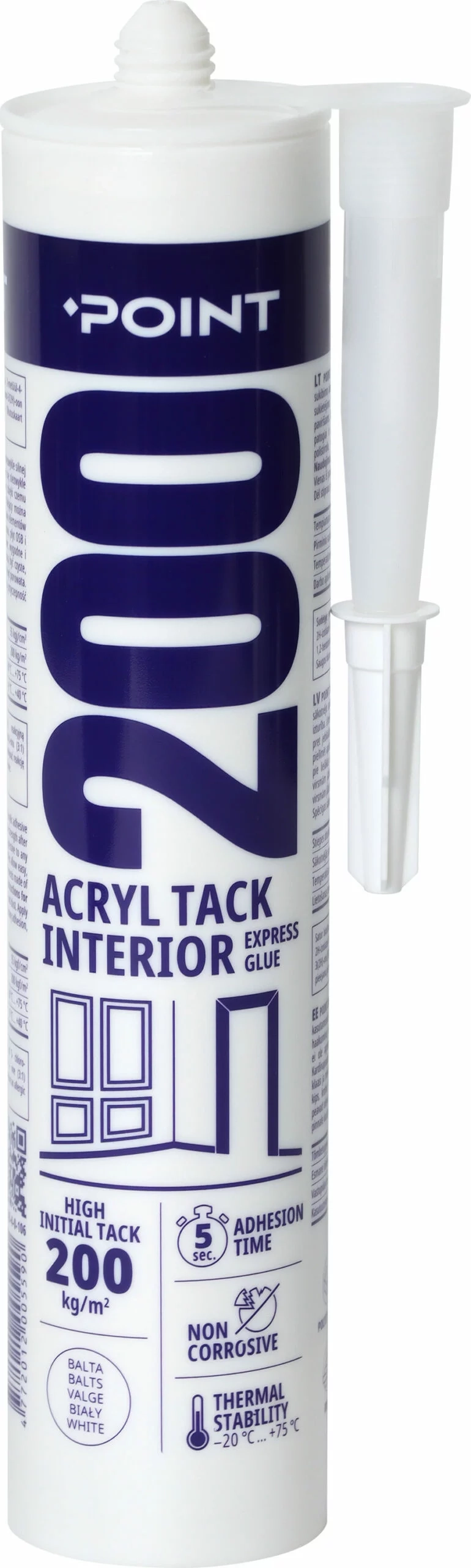 KLIJAI MONTAŽINIAI POINT 200 ACRYL TACK INTERIOR 300ML BALTOS SPALVOS
