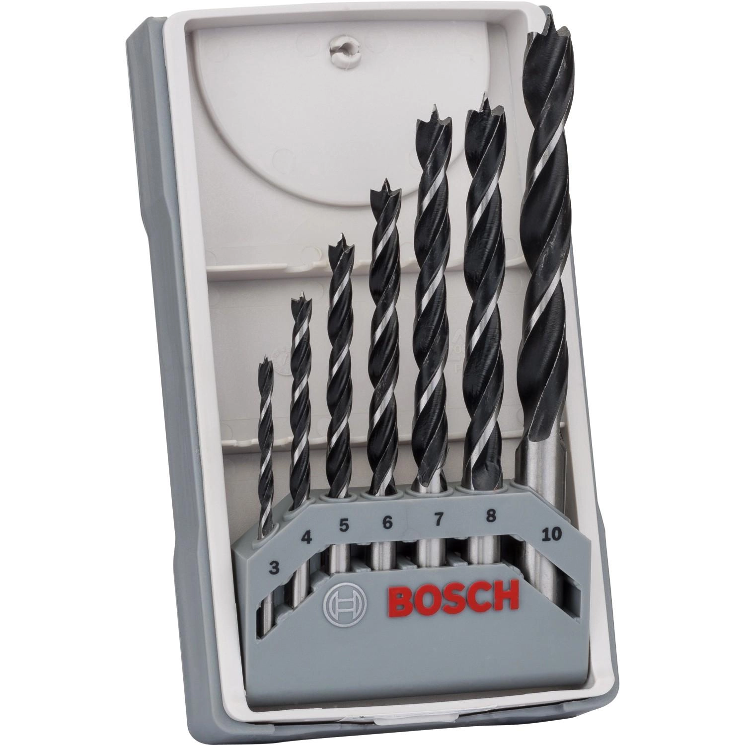 Bosch 2607017034 grąžtų medienai rinkinys 7 vnt. plastikinėje kasetėje su centravimo smaigaliais