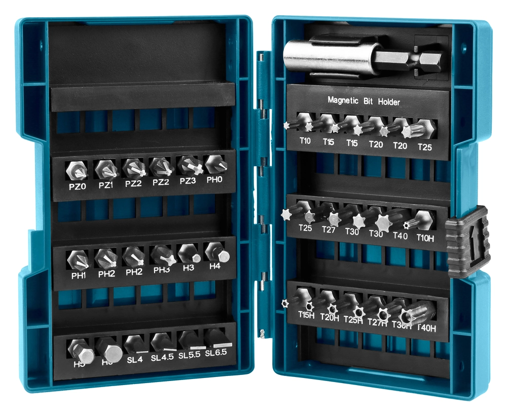 Makita B-28606 37 dalių sukimo antgalių komplektas su magnetiniu laikikliu patogiai pakuotėje