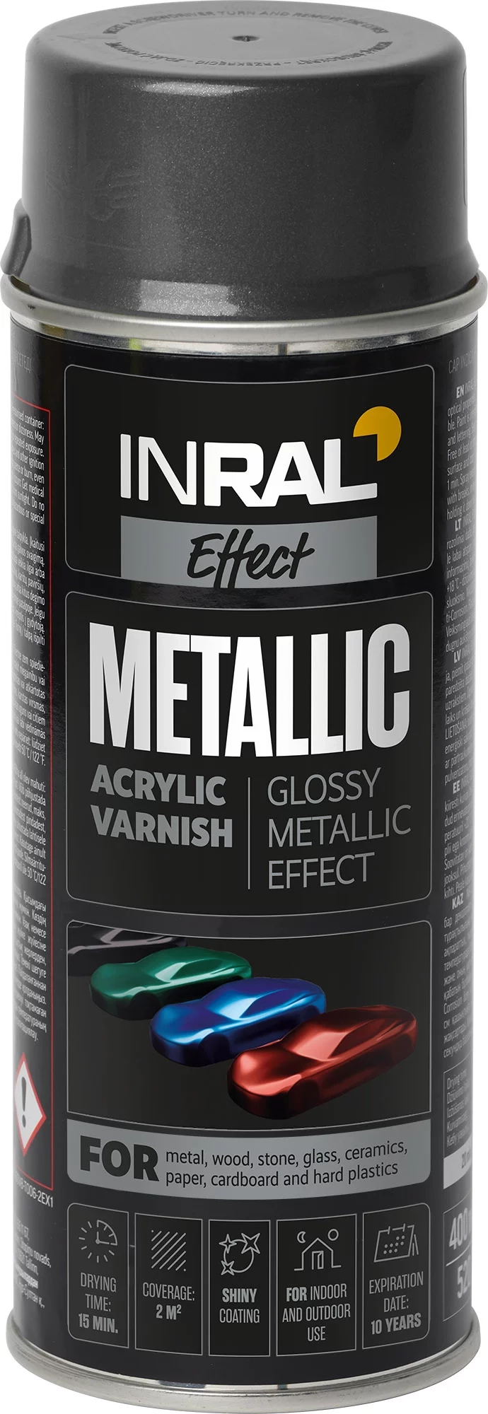 LAKAS AKRILINIS AEROZOLINIS INRAL METALLIC 400ML JUODOS SPALVOS