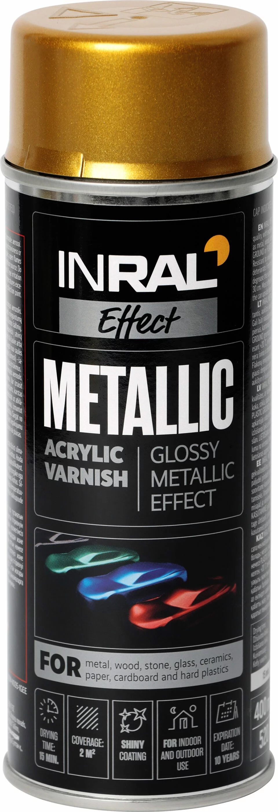 LAKAS AKRILINIS AEROZOLINIS INRAL METALLIC 400ML AUKSINĖS SPALVOS