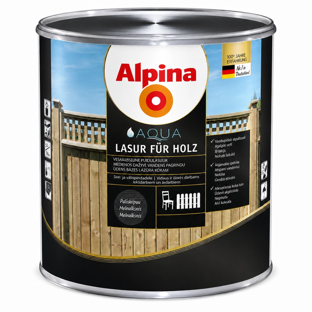 LAZŪRA MEDIENAI ALPINA AQUA EBENHOLZ 10L