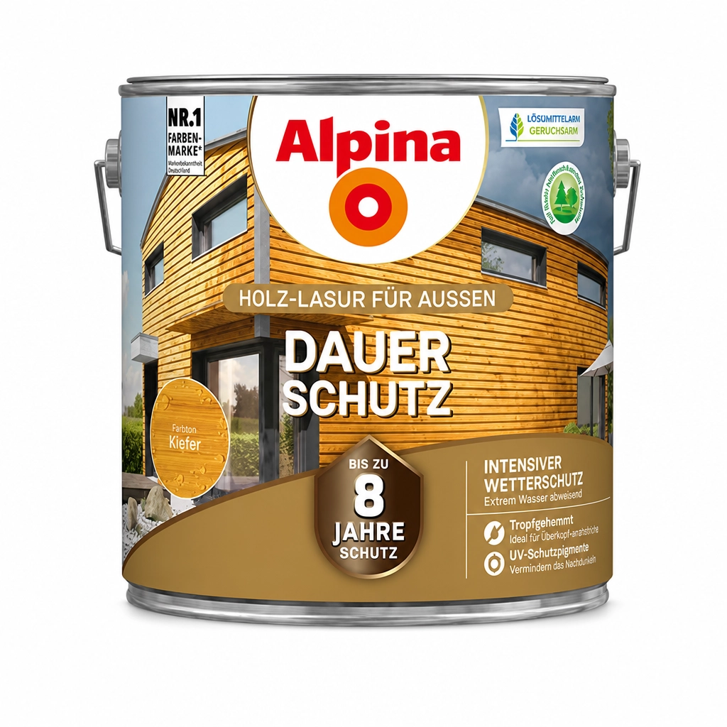 LAZŪRA MEDIENAI ALPINA DAUER-SCHUTZ 2.5L PUŠIES SPALVOS