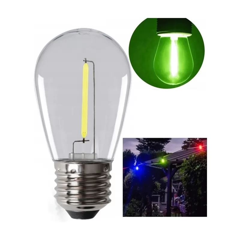 LED lemputė ST45 žalia 75LM su E27 cokoliu terasoms ir girliandoms