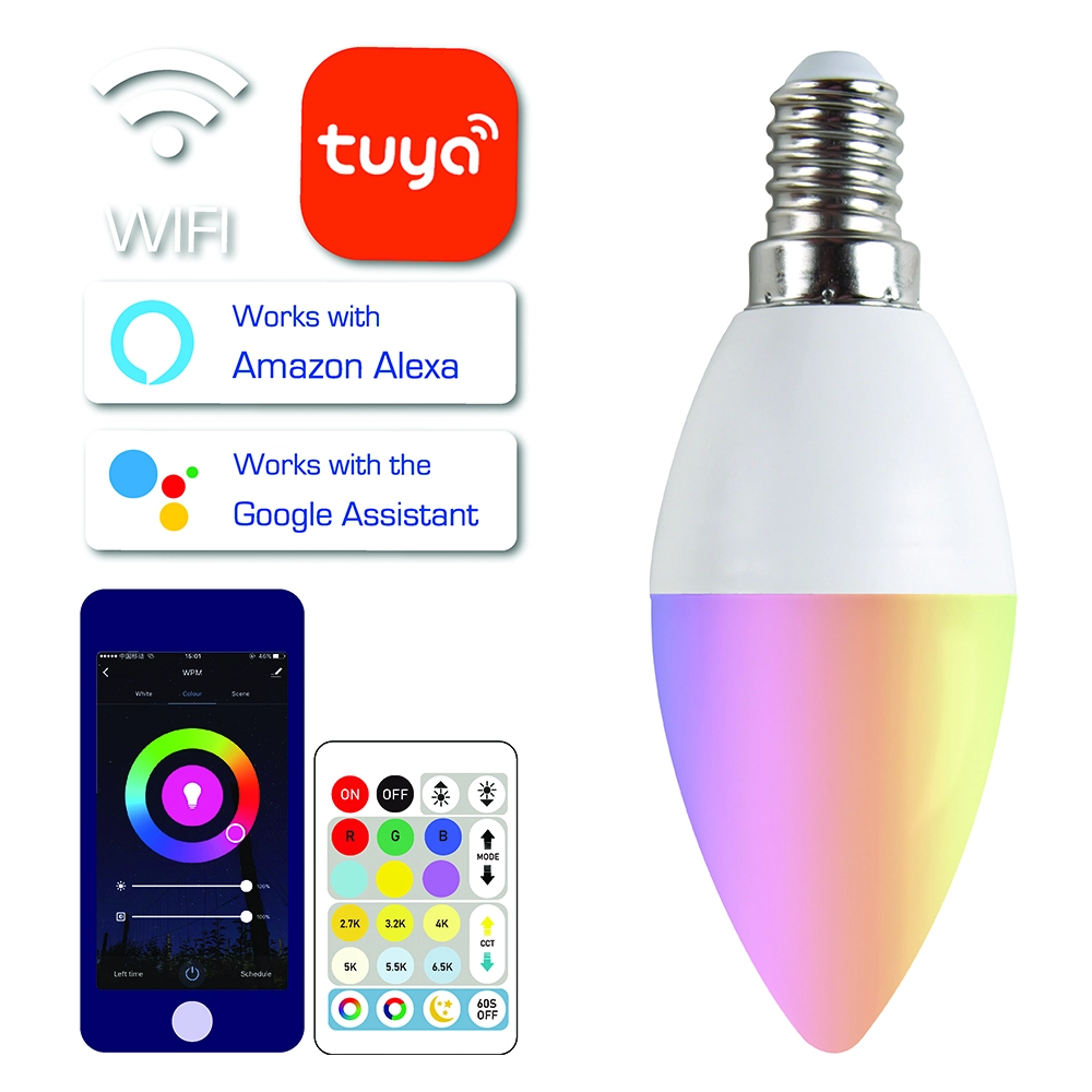 LED lemputė su valdymo pulteliu E14 cokolis RGB spalvos