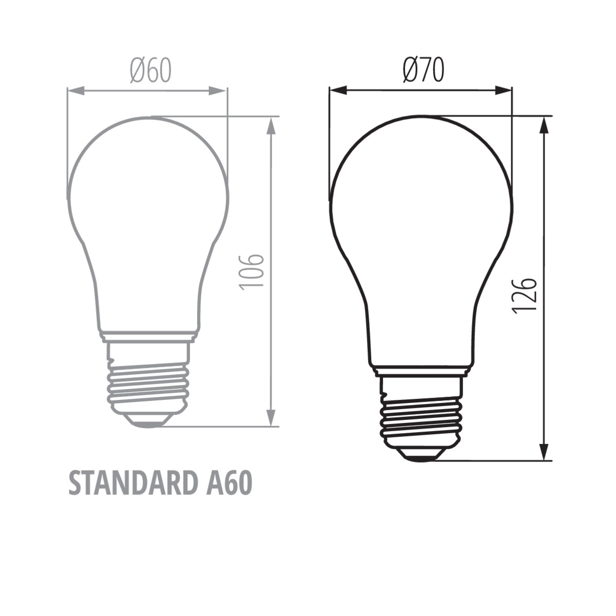 LED lemputė A70 formato su 2450 lumenų šviesos srautu ir 320 laipsnių sklaidos kampu