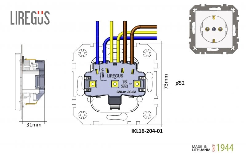Liregus įžemintas elektros lizdas vintažinis dizainas