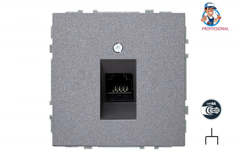 Vieno modulio tinklo lizdas RJ45 kategorijos 6A juodos spalvos