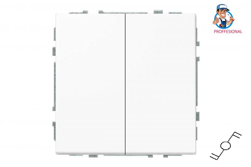 Potinkinis dvigubas perjungiklis Liregus baltos spalvos IP6+6.10-201-01.M/WM