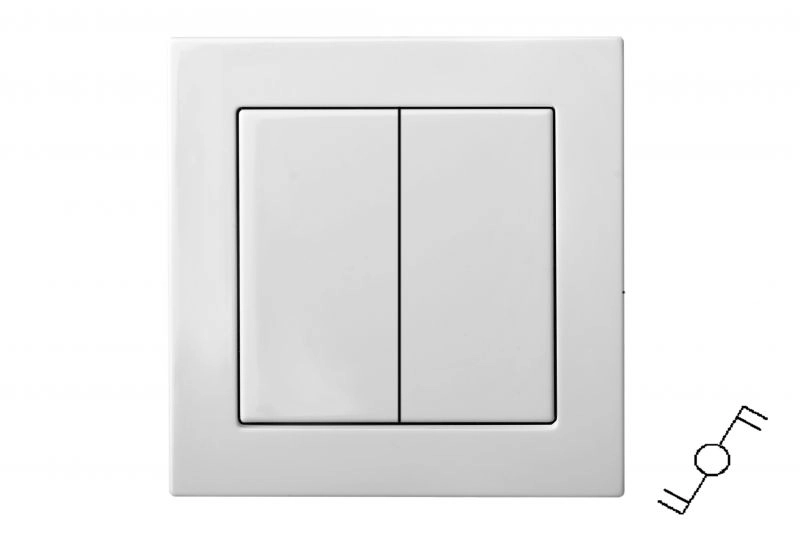 PERJUNGIKLIS DVIEJŲ KLAVIŠŲ LIREGUS EPSILON BALTA SPALVA BE RĖMELIO IP6+6.10-001-01.E/B