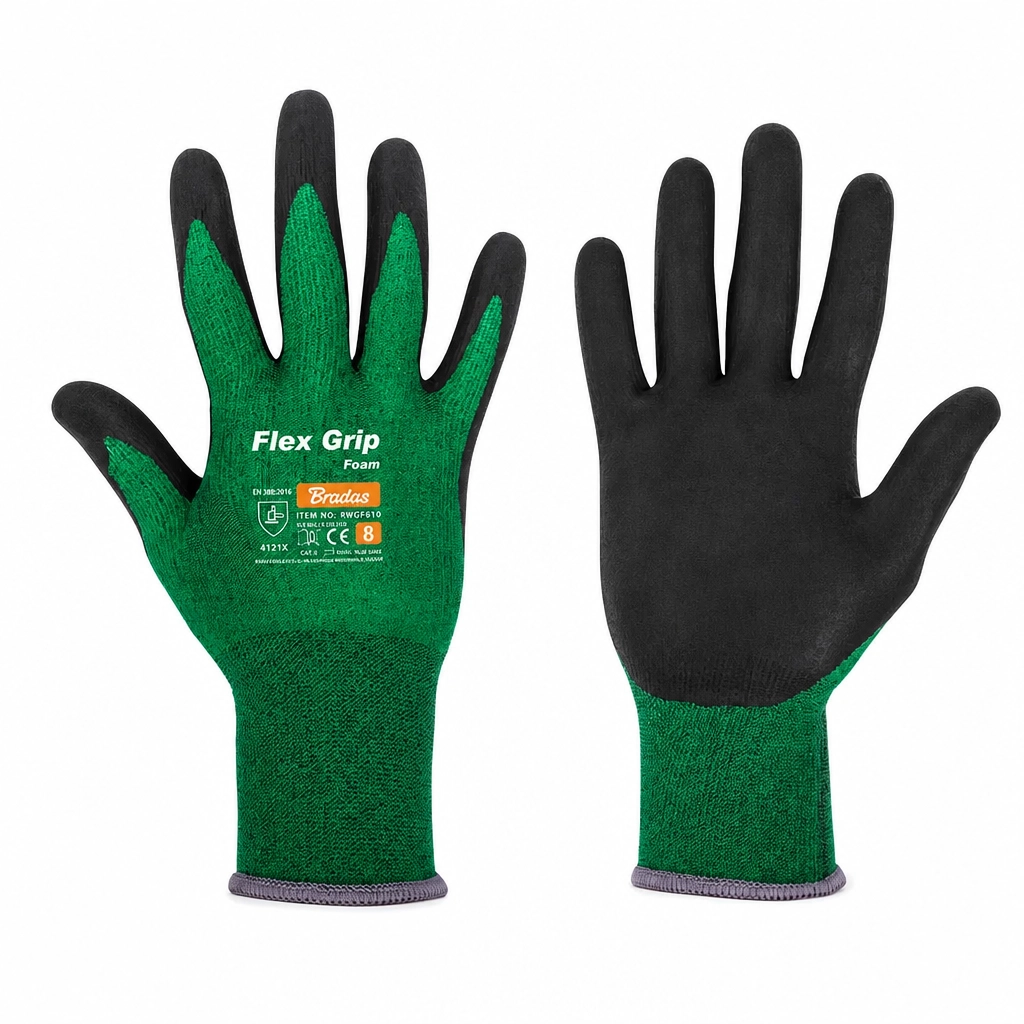 PIRŠTINĖS APSAUGINĖS FLEX GRIP FOAM D-8 ŽALIOS SPALVOS
