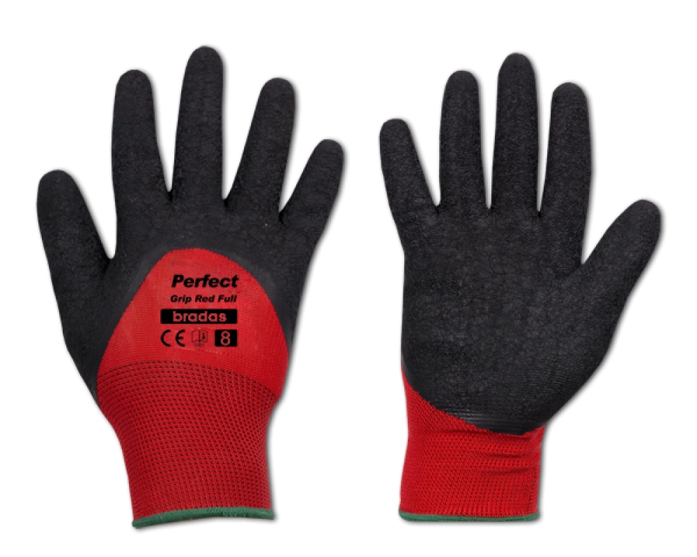 PIRŠTINĖS LATEKSINĖS PERFECT GRIP RED FULL D-11 RAUDONOS SPALVOS