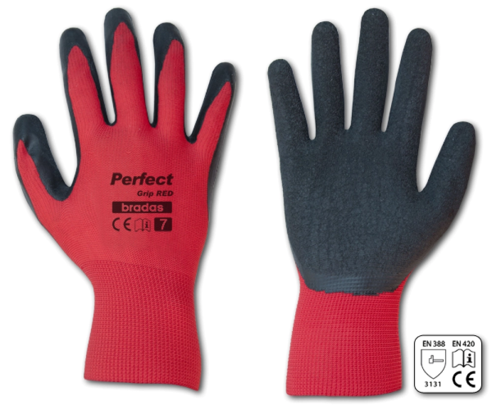 PIRŠTINĖS LATEKSINĖS PERFECT GRIP RED D-10 RAUDONOS SPALVOS