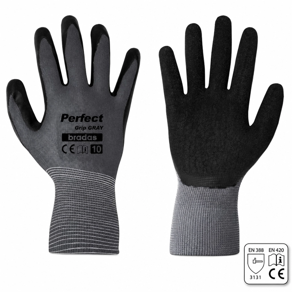 PIRŠTINĖS LATEKSINĖS PERFECT GRIP GRAY D-10 PILKOS SPALVOS