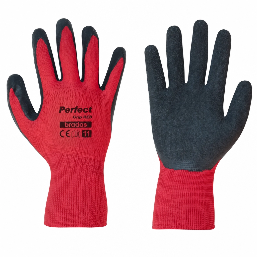 PIRŠTINĖS LATEKSINĖS PERFECT GRIP RED D-11 RAUDONOS SPALVOS