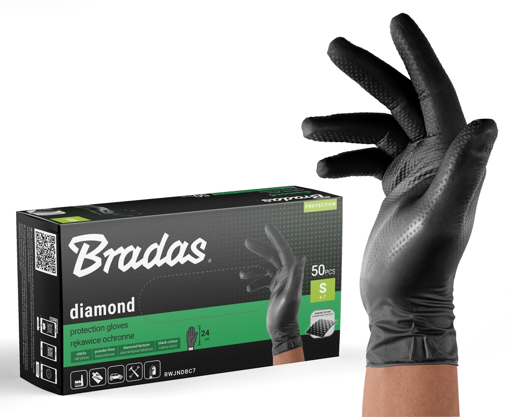 PIRŠTINĖS VIENKARTINĖS NITRILINĖS S DYDIS JUODOS DIAMOND