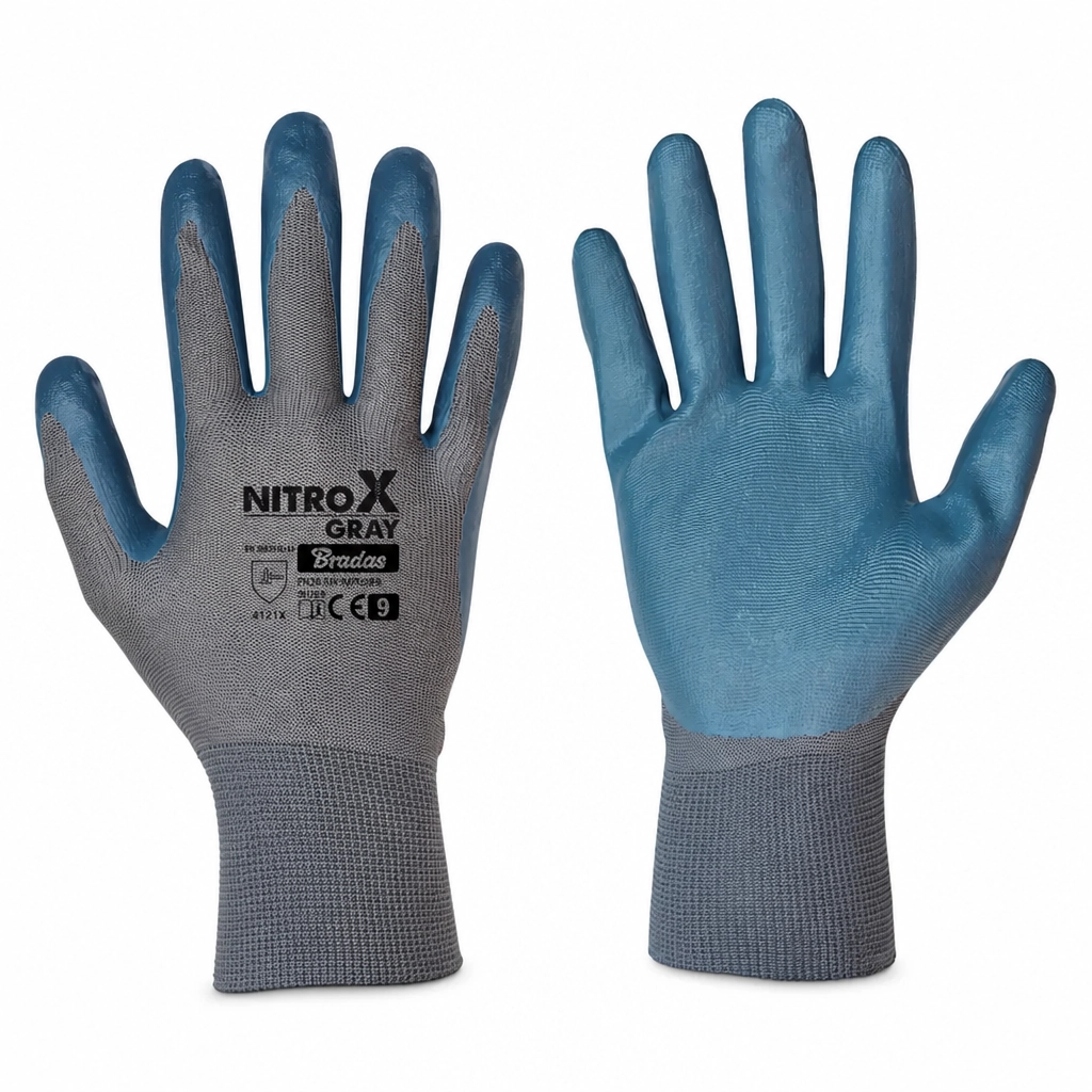 PIRŠTINĖS NITRILINĖS APSAUGINĖS NITROX GRAY D-9