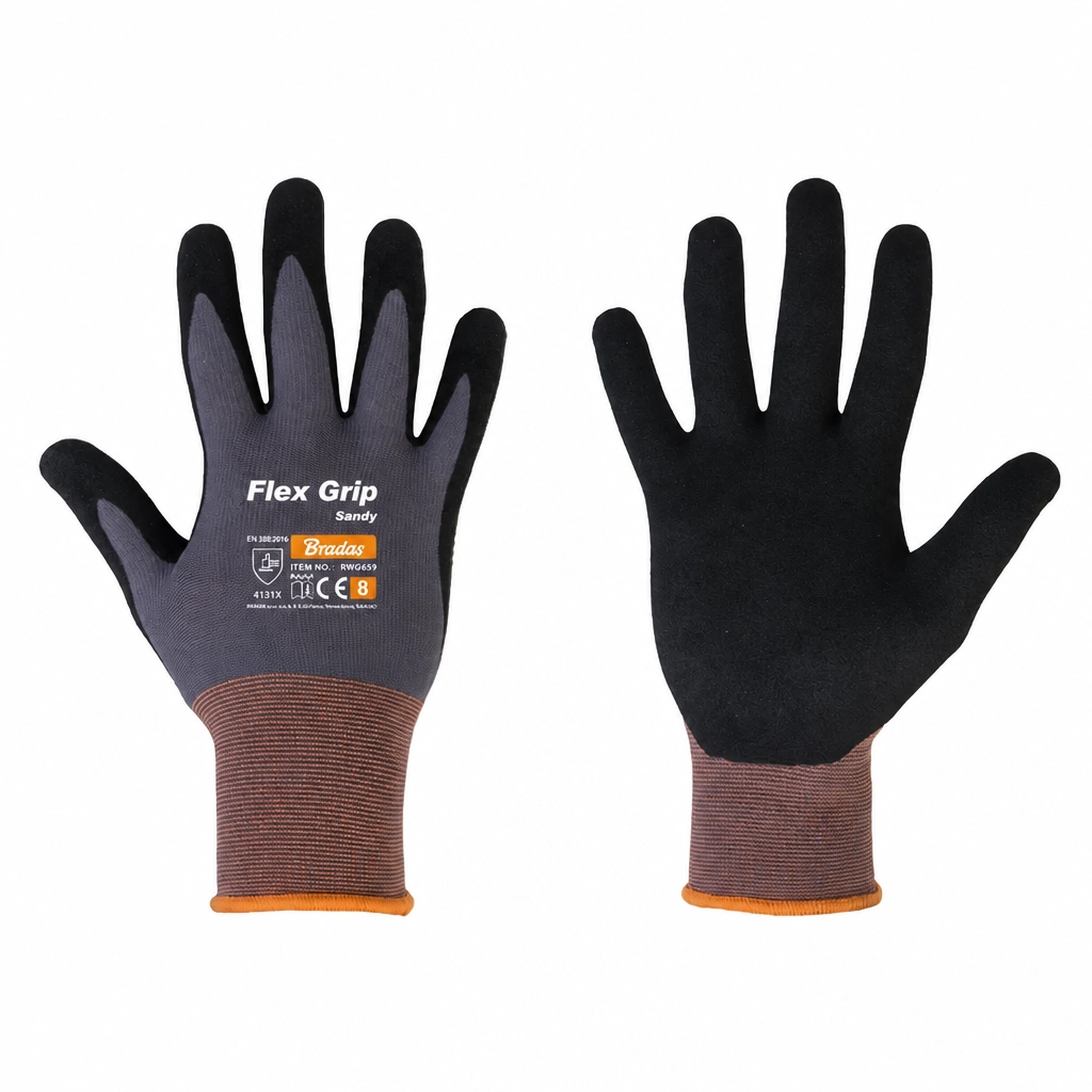 PIRŠTINĖS NITRILINĖS APSAUGINĖS FLEX GRIP SANDY D-8