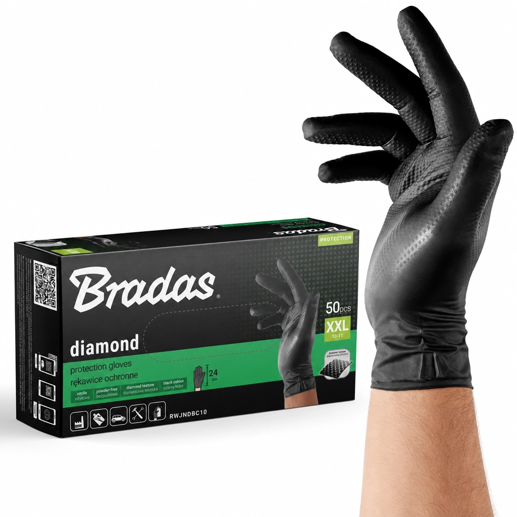 PIRŠTINĖS VIENKARTINĖS NITRILINĖS XXL DYDIS JUODOS DIAMOND