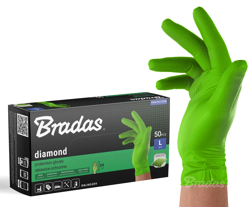 PIRŠTINĖS VIENKARTINĖS NITRILINĖS L DYDIS ŽALIOS DIAMOND